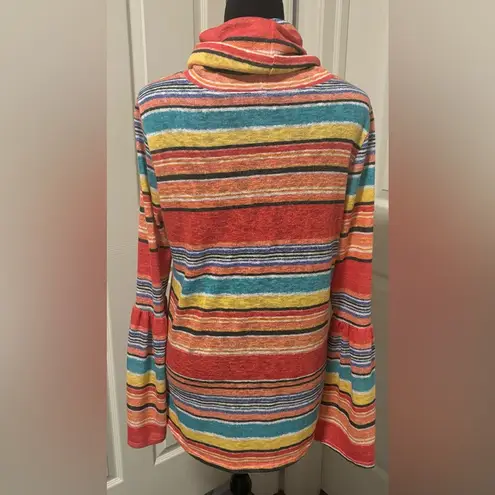 My Story Cowl Neck and Bell Sleeve Striped Top