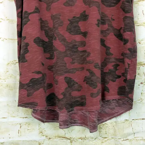 Sundry Tank Top Women 1 S Red Camo Print Racerback Slub Cotton Raw Hem USA Rock