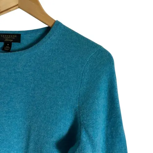 Charter Club Luxury 100% Cashmere Teal Blue Long Sleeve Crewneck Sweater Size M