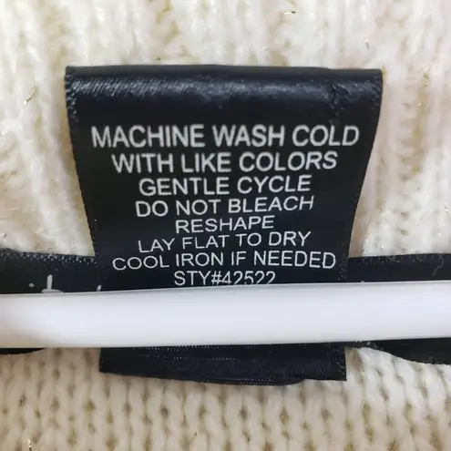 United States Sweaters Medium Ivory Cream Metallic Open Knit, Cowl Neck Sweater