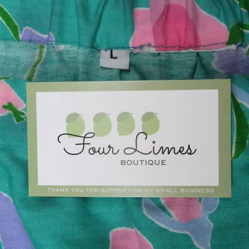 Vintage Vibrant Retro Floral Maxi Skirt Large Granny Pastel Easter Green