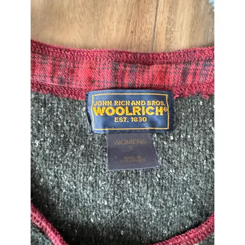 Woolrich Women Holiday Sweater Vest S Green Lambs Wool Plaid Grandmacore