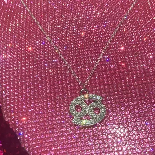 Boutique Cancer Zodiac Sign Sterling Silver Necklace 925 Bling Horoscope June July Egirl Emo Jewelry