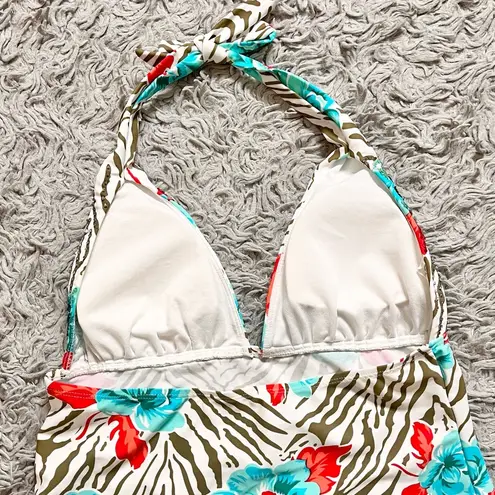 Y2K Hermanny by Vix Tankini Top Swimsuit Swim Halter M Medium 8 Blue