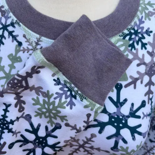 Pact Organic Cotton Pajama Top Sz M Purple Snowflakes Long Sleeve Cozy Holiday White Size M