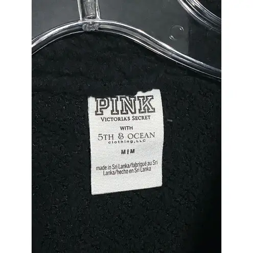 Miami Hurricanes UM Pink Victorias Secret Sherpa Fleece Snap Jacket Sz M Cozy Black Size M