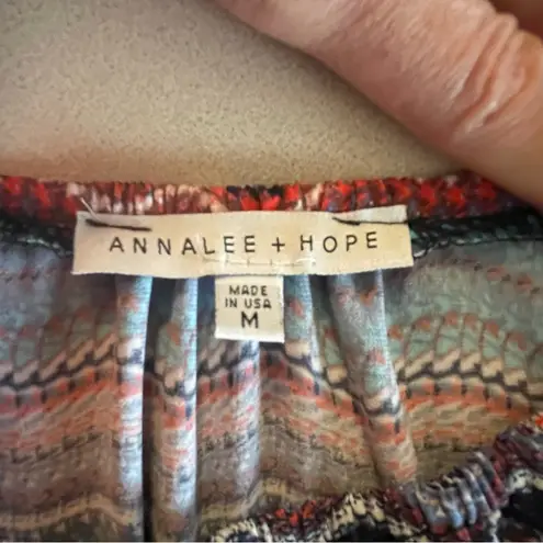 Annalee + Hope Multicolor Chevron Print 3/4 Sleeve Scoop Neck Blouse, Medium