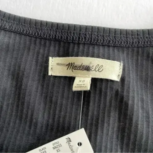 Madewell  Square Neck Long Sleeve Crop Tee in Sleekhold Black XS NWT