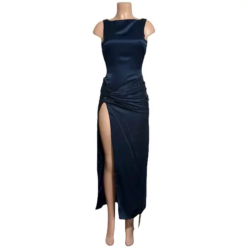 House Of CB  Roxanne Thigh High Slit Maxi Dress, Navy, Small