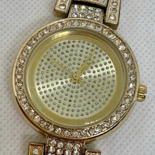 Ny & co women gold tone watch iced dial rhinestones 36mm up to 7.5” running