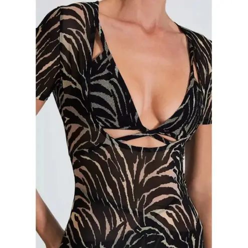 💕DEVON WINDSOR💕 Gemma Dress ~ Zebra Print Medium M Black