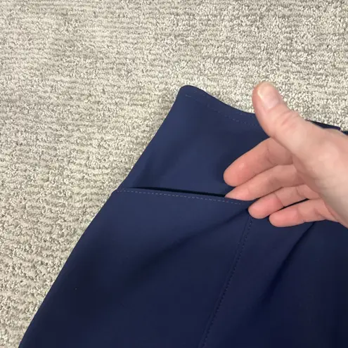 Maria Pinto Zadie Pants Womens 12 Navy Stretch Wide Leg Long Zip Front USA 30x35 Blue