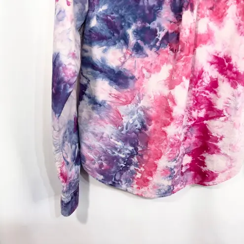 Polo Jeans Company Large Top Handmade Tie Dye Button Long Sleeve Pink Purple 539