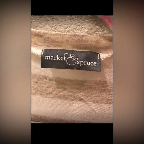 Market & Spruce Long Sleeve Caramel Striped Top- Size: Large