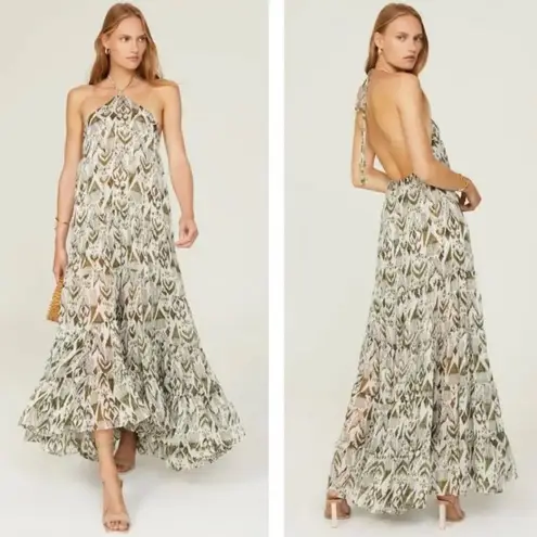 MISA Los Angeles Andromeda Dress Spring Ikat Print Large NWT