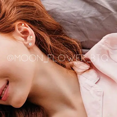 Tiny Rose Gold Star Flat Back Earrings Pink