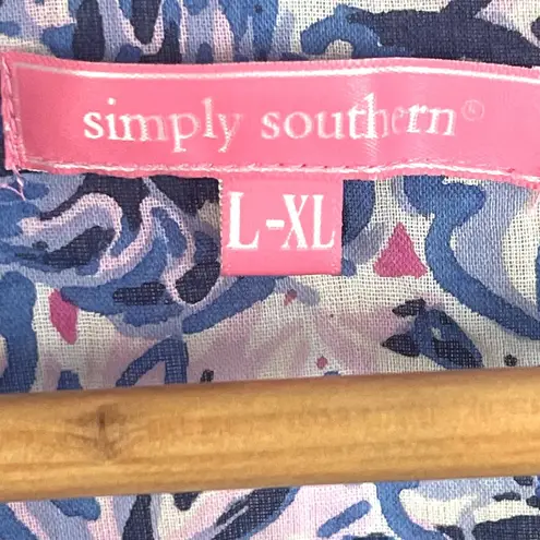 Simply Southern  Kimono Beach Cover Up L XL Floral Pink Tassel Fringe Resort Swim