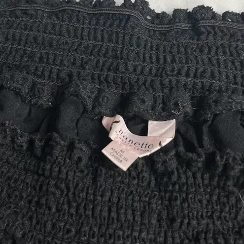 Nanette Lepore Black Off the Shoulder Eyelet Blouse Top