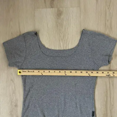 Gray First Lady Short Sleeve Scoop Neck Top Tee Basic Casual