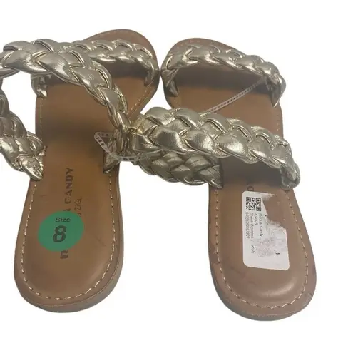 ROCK & CANDY by Zigi Jera Braided Gold Slip On Sandals Size 8 New With Defects