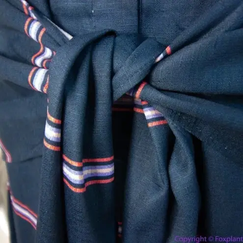 Hutch navy blue stripes shirt dress button sleeveless wrap waist with collar, 1X