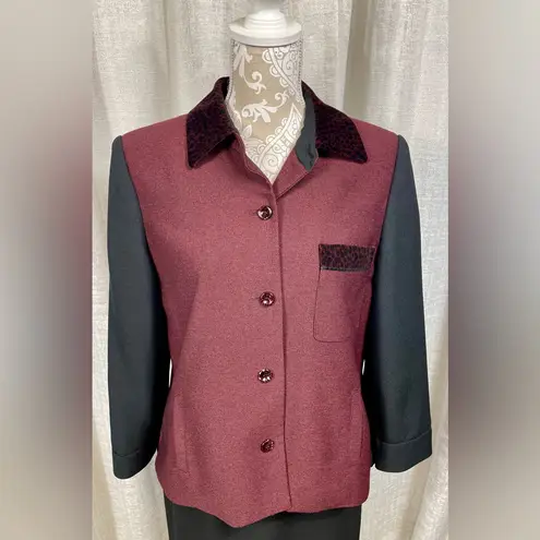 Kasper & Company ASL Burgundy & Black Skirt Suit | Women’s 14 Red