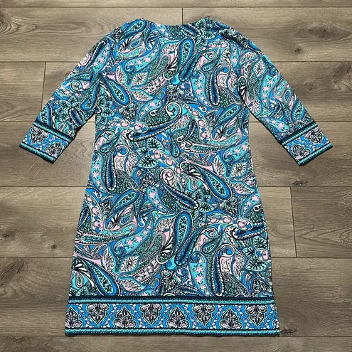 Coolibar Oceanside Tunic Dress Blue Paisley Beach Swim Coverup Size Small