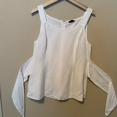 Ann Taylor Factory Cotton Wide Strap Sleeveless Shirt White Tie Women’s 6 Beach