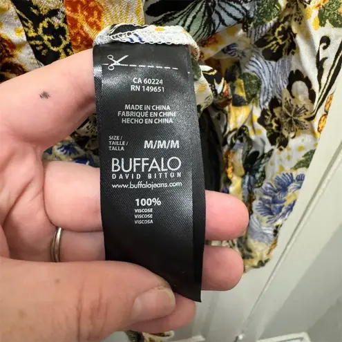 Buffalo David Bitton Women's M Floral V-Neck Blouse Multicolor Casual NWT