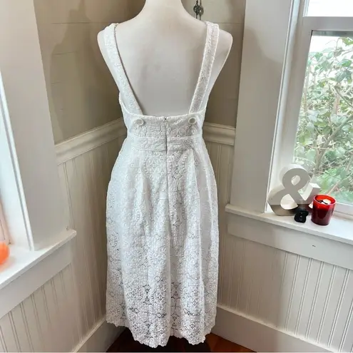 Maje White Lace Crochet Midi Dress Coastal Cowgirl Wedding Yacht Wife Boho Bride