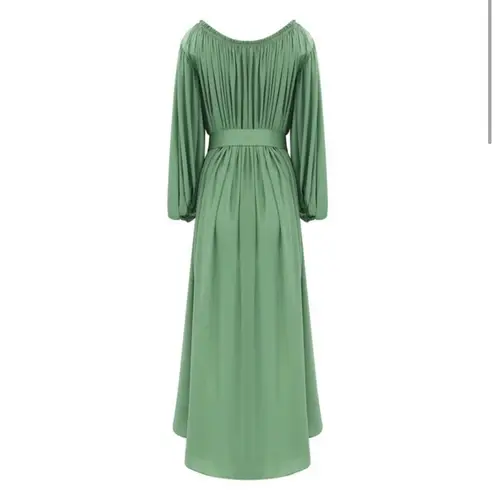 Caroline Constas Odessa Maxi Dress NWT Size S | Sage Green Off Shoulder Gown