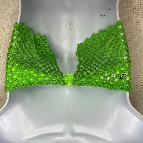 Beach Riot  Bandeau Bikini Top Crochet Green‎