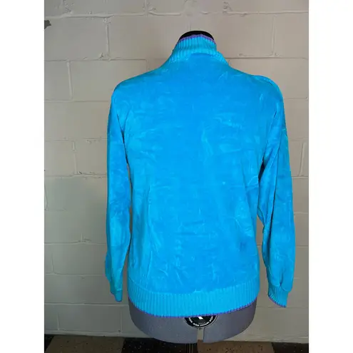 polo shirt velour blue purple embroidered preppy distressed Size M