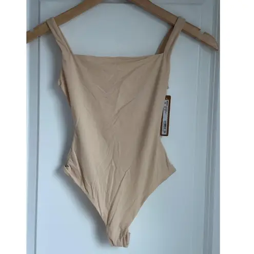 SKIMS Fits Everybody Square Neck Bodysuit in Sand, Size XXS