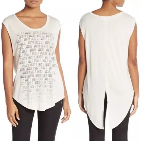 Haute Hippie cream distressed muscle tank top