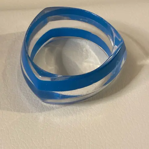 Vintage Blue Clear 80s Retro Chucky Plastic 1.5 inches Bracelet