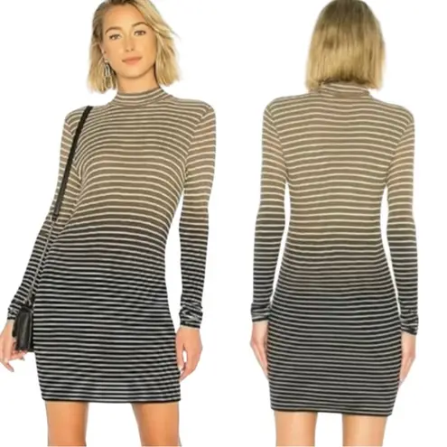 ATM Anthony Thomas Melillo Dip Dye Stripe Knit Dress In Black Combo Size XS NWT