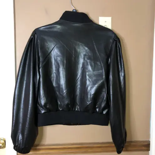 House of Harlow Faux Leather Bomber Jacket Black Medium