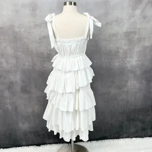 idem Ditto Womens Sun Dress Small Cotton Tiered Ruffle Cottagecore Coquette