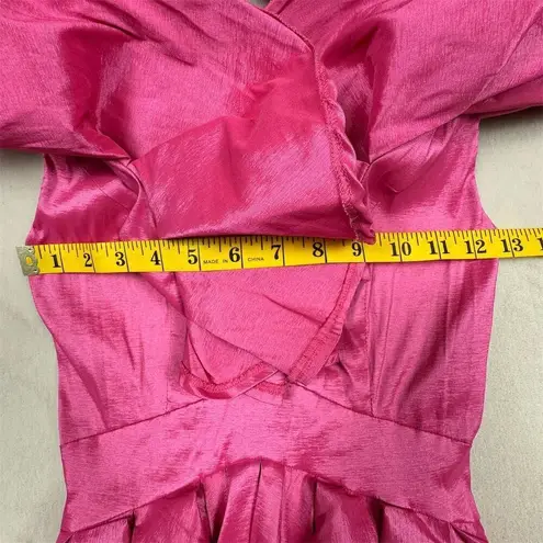 Abyss By Abby Women's Pink Ruffled Satin Mini Dress Size Small Party