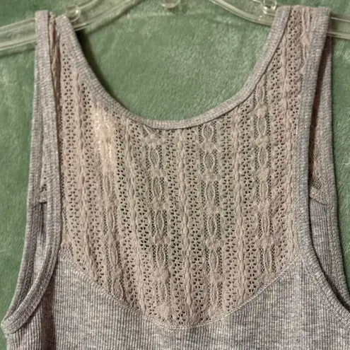 Arizona NWT Jean Co. Gray Lace Ribbed Tank Top XS