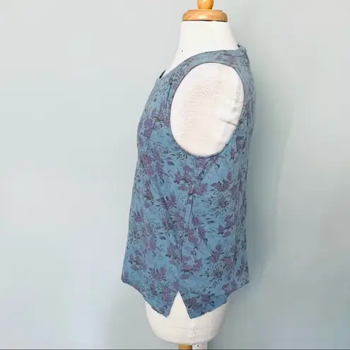 Lucky Brand  Pastel Blue Purple Lavender Floral Tank Top Size M