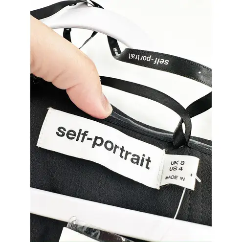 Self Portrait Self-Portrait Crystal Off Shoulder Heavy Midi Dress Black Sparkle Size 4 NEW