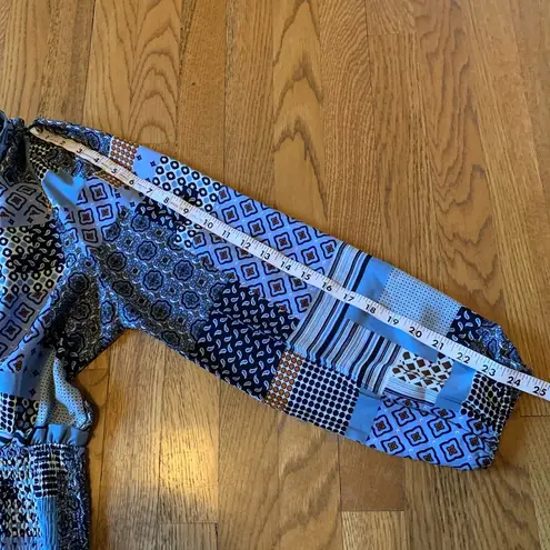 Alice Blue Long sleeve Patchwork Smoked skirt mini dress size M