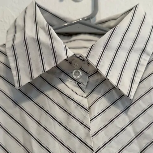 Worthington  Stretch White Button Down Shirt Black Stripes Diagonal Size 12 Top