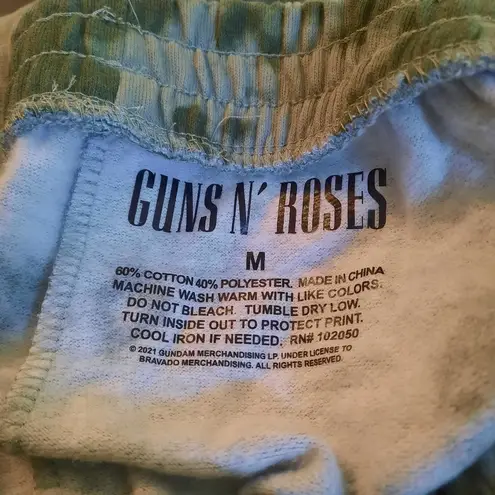 Lounge Guns & Roses Sweatpants Womens Medium Green Tie Dye Cropped Casual
