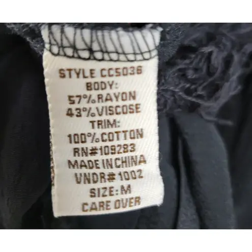 Vintage Havana Women Dress Size S Black Off Shoulder Crochet Tassel Fringe Hem