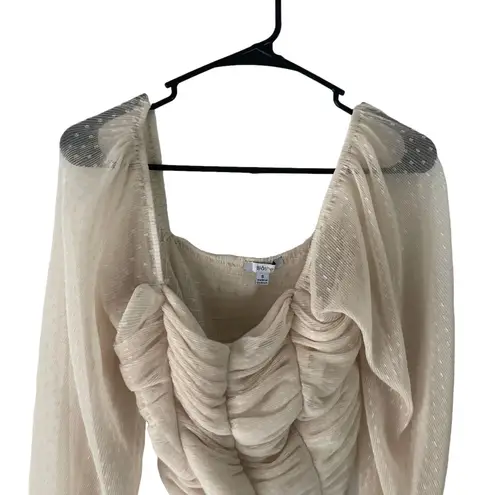 Biashe Women's Size Small Cream Swiss Dot Puff Lace Body Suit