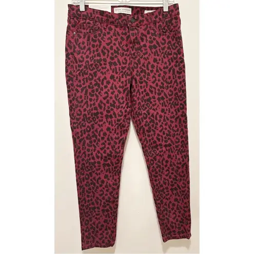 Social Standard by Sanctuary Skinny Cheetah Ankle Jean Sz.8 NWT Red