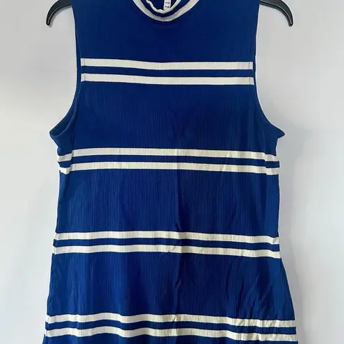 Elle Striped Blue And White Turtle Neck Tank - Women’s Size Large